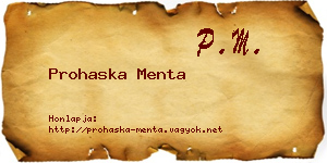 Prohaska Menta névjegykártya